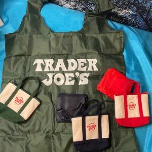 Trader Joe's Reusable Canvas Micro Tote W/ Lg Nylon Bag inside. One set for $20